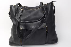 KOOBA Black Pebbled Leather Double Handle Satchel Shoulder Bag